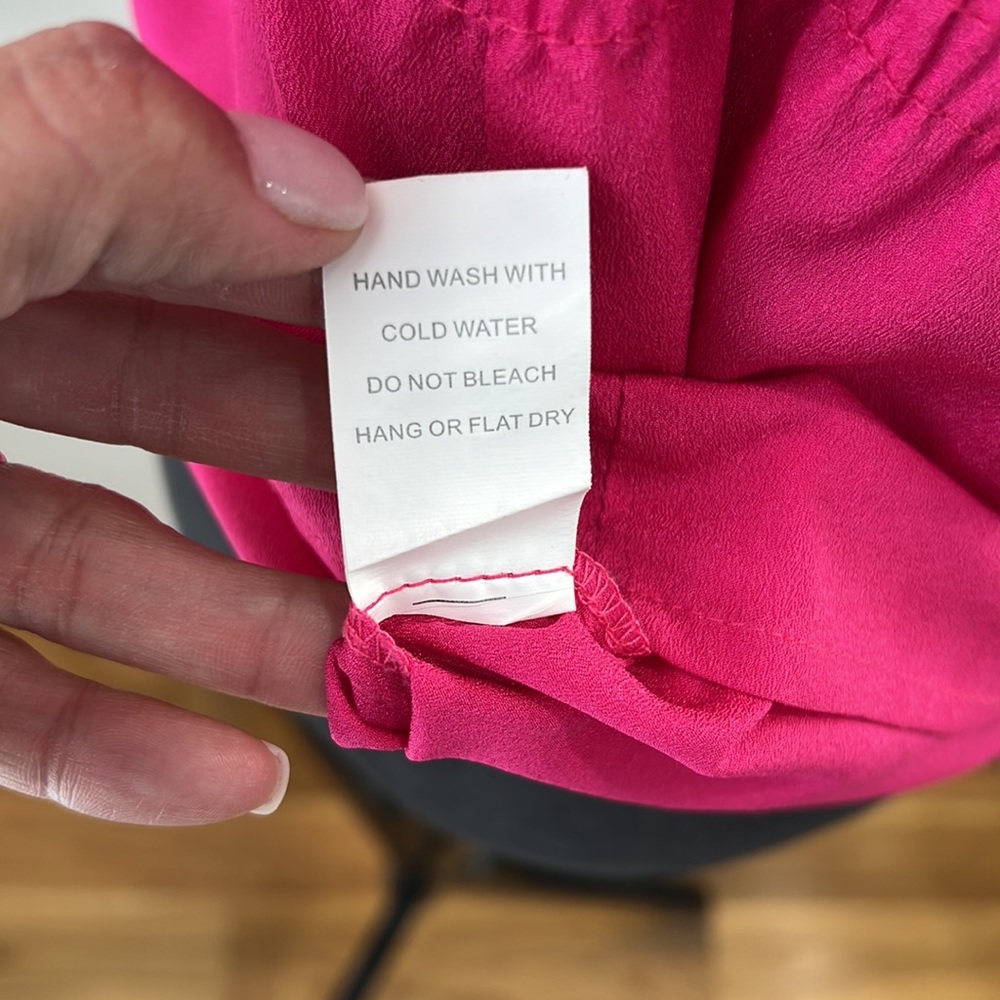 Entro Hot Pink Spaghetti Strap Racer-Back Ruffle-Front Top, Size S - Picture 10 of 10